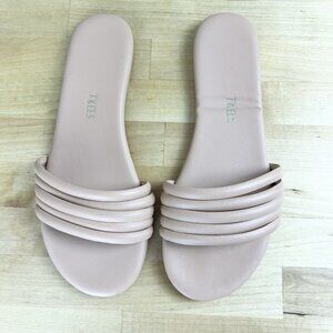 Tkees Slide Sandal Serena Nude Beige "Pout" Leather Brazil‎ Shoes Size 7 / 38